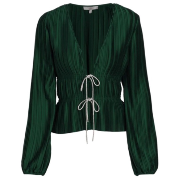 NWT $108 WAYF blouse in emerald green women’s size M sz 8 - Picture 3 of 9